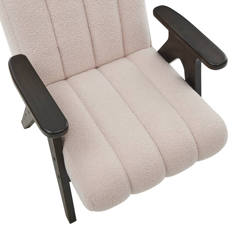 Beige Unique Reading Chair Dining Chair with Wooden Armrests, Decorative Chair Corner Chair Dressing Chair Padded Chair