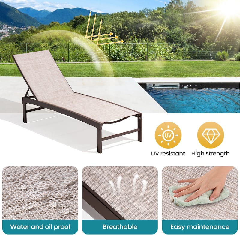 Pellebant Outdoor Adjustable Aluminum Chaise Lounge Chairs (Set of 4) - 23.43 " W x 42.63" D x 13.15" H