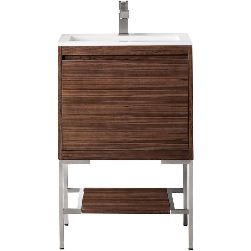 James Martin Vanities 805-V23.6-BN-GW Mantova 24" Single Basin Poplar - Mid-Century Walnut - Walnut Finish