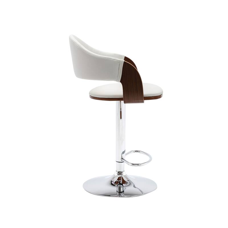Porthos Home Ezra Height Adjustable Bar Stool, PU Leather, Chrome Base