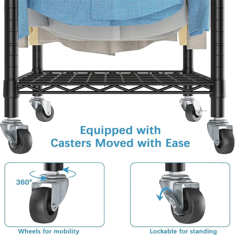 Rolling Clothes Rack Heavy Duty Clothing Rack for Hanging Clothes - 16.5"D x 29.5"W x 76.8"H