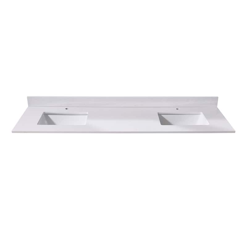 Altair 73 in. Frosinone Engineered stone Vanity Top in Jazz White with White Sink without vanity