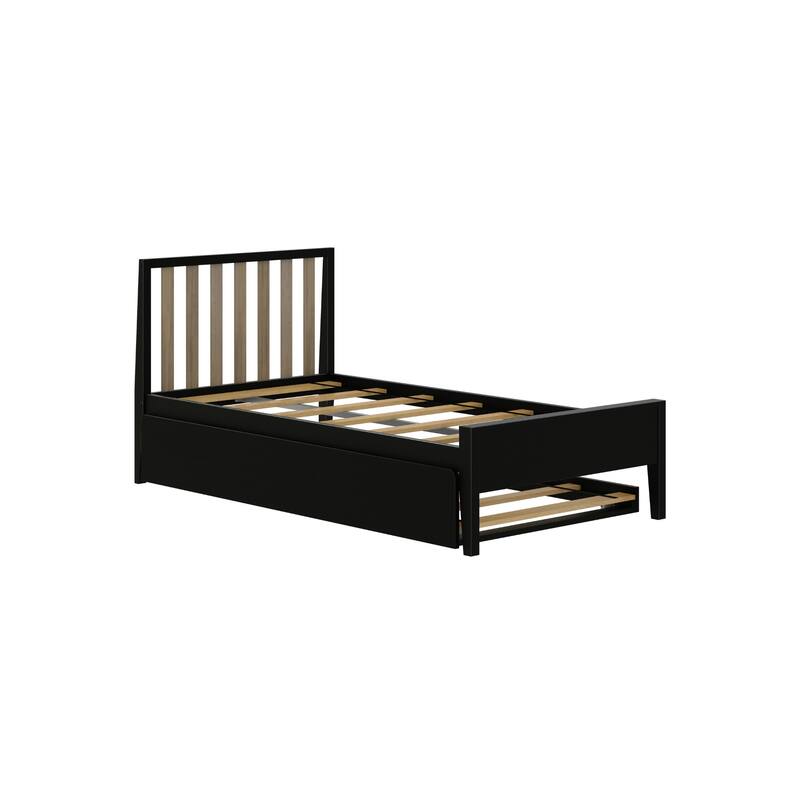 Max and Lily Twin-Size Bed with Slatted Headboard and Trundle
