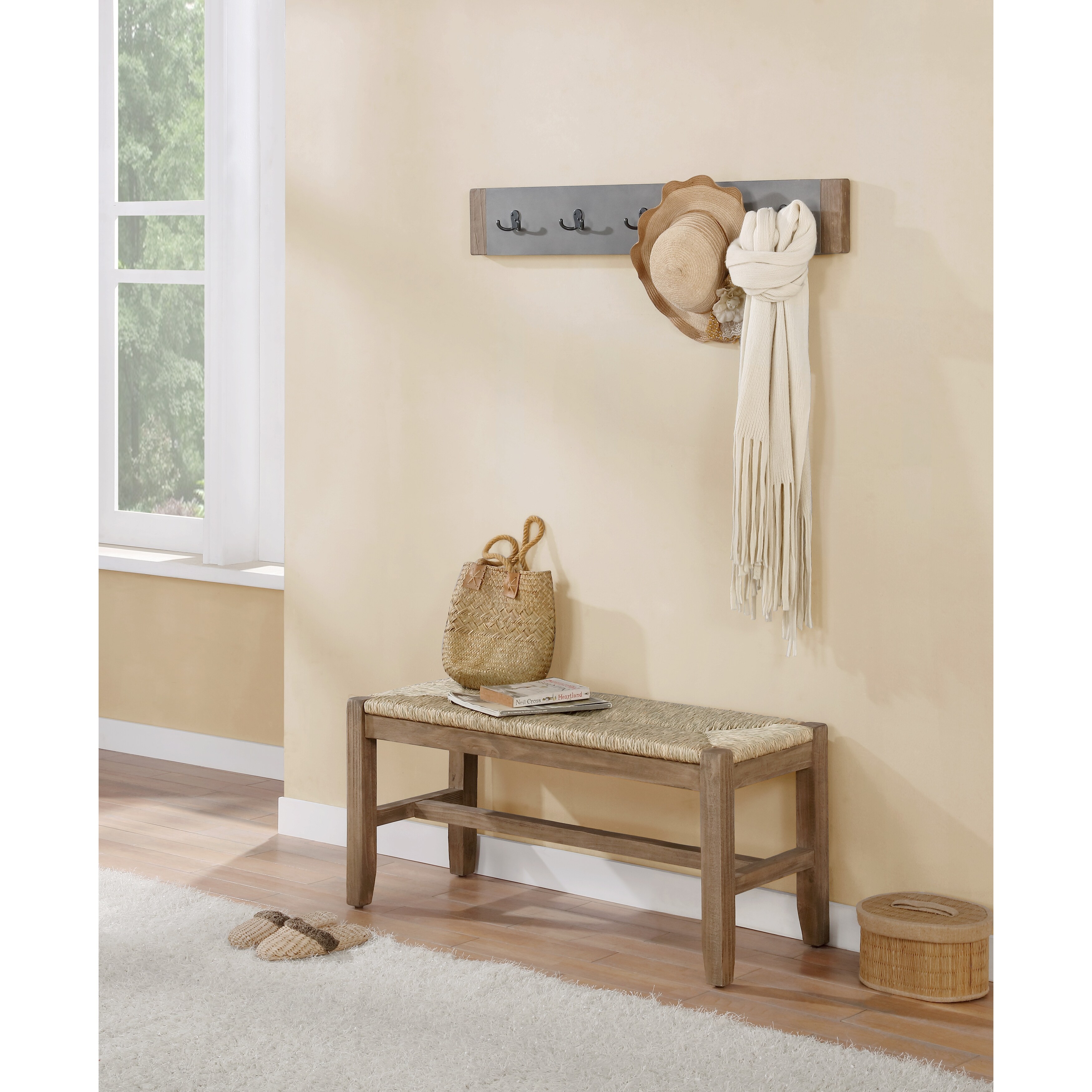 Shop The Gray Barn Enchanted Acre 40 Inch Coat Hook And Rush Seat