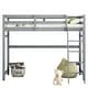 preview thumbnail 18 of 20, Twin Size Pine Wood High Loft Bed with inclined Ladder and Guardrails for Bedroom
