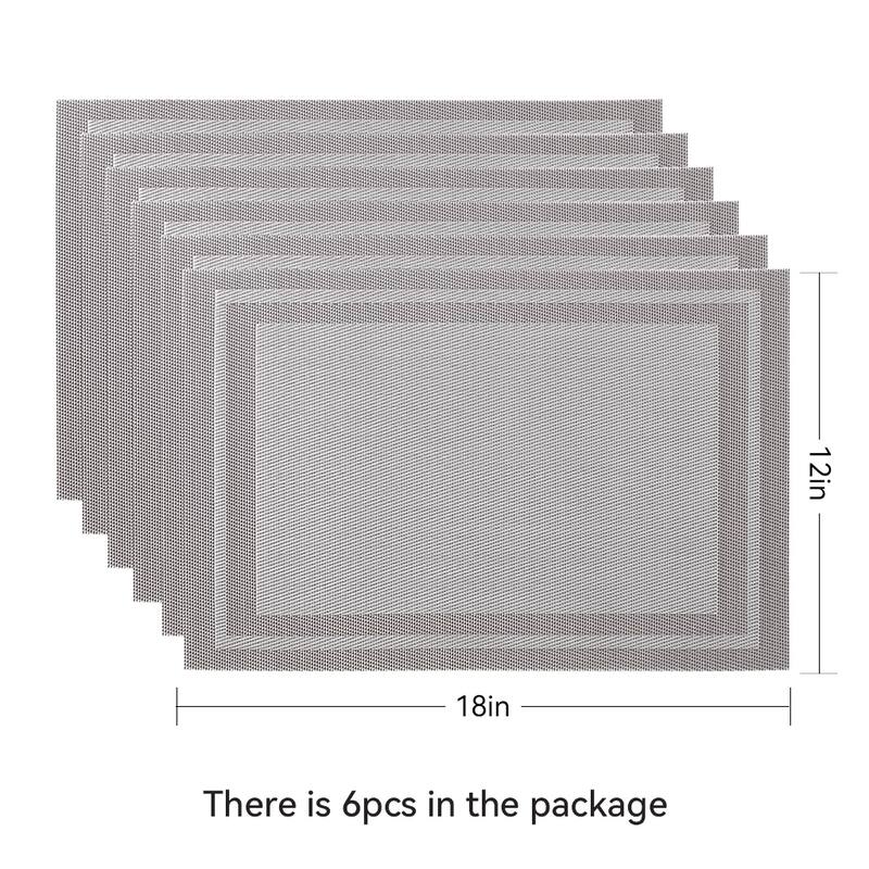 Ray Star classical Placemat Woven Checkered Set of 6 -12" x 18" - 12"×18"