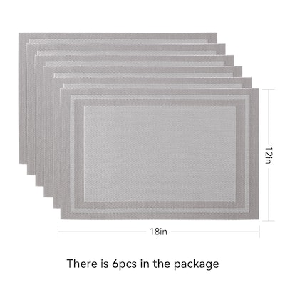 Ray Star classical Placemat Woven Checkered Set of 6 -12" x 18" - 12"×18"