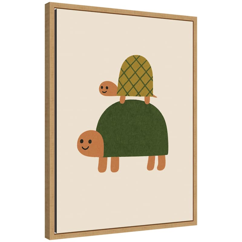 Kate and Laurel Tortoise by Laura Moss Framed Canvas Wall Art Print - 18x24