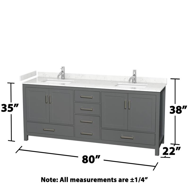 Wyndham Collection Sheffield 80" Double Bathroom Vanity, Carrara