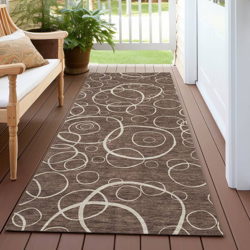 Machine Washable Indoor/ Outdoor Contemporary Nexus Chantille Rug - Brown - 2'3" x 7'6"