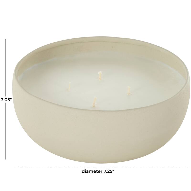 Beige, Black or Cream Metal Scented Textured 34oz 4 Wick Decorative Candle with White Wax