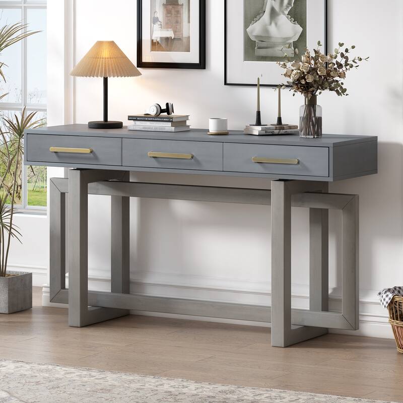 Elegant Console Table with 3 Drawers, 57" Extra Long Entryway Table