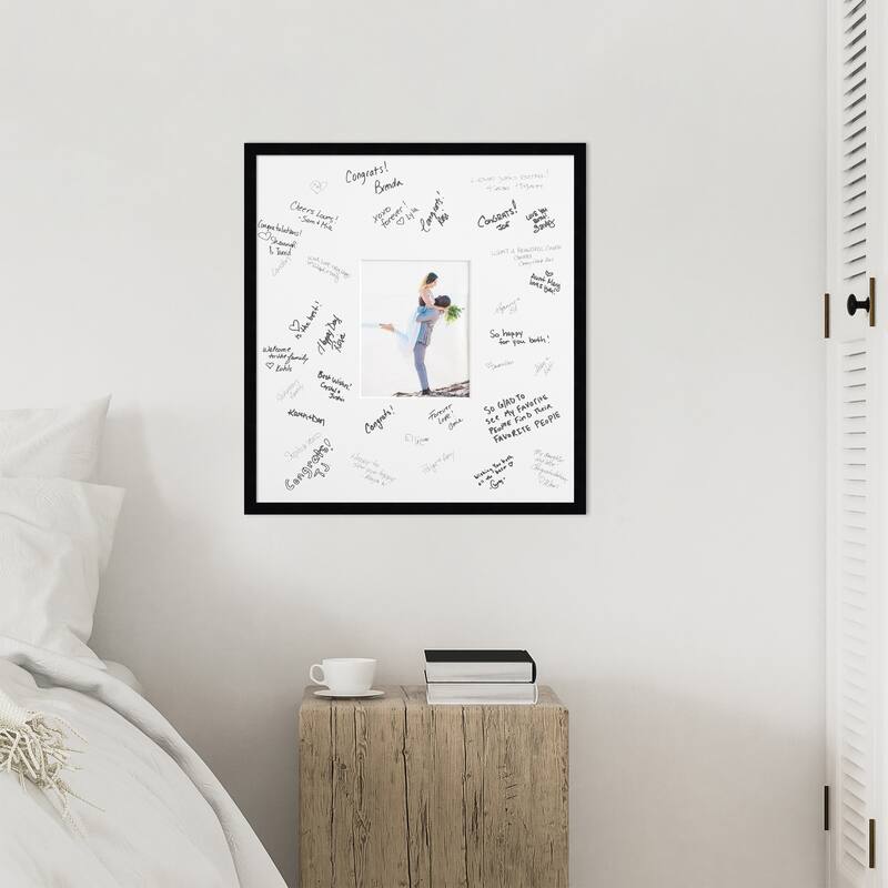 Svelte Signature Mat Picture Frame - Autograph Photo Frame Guest Book Alternative for Weddings, Graduations, or Retirement