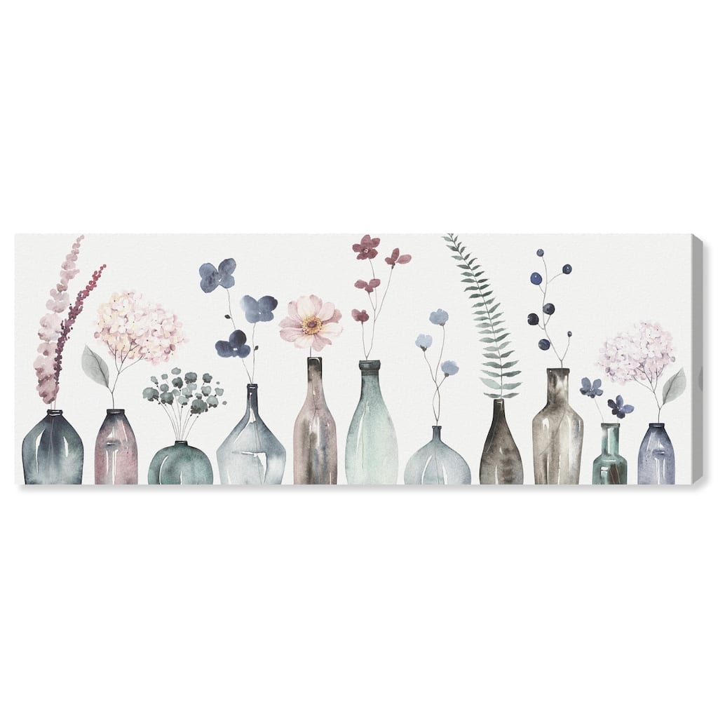Perfect Indigo Florals Panoramic Canvas by Art Remedy, Gallery Wrapped