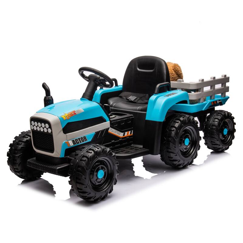 Ride on Tractor,Trailer,24VBattery Powered Electric Toy,200w*2motor 1.86-4.97MPH,Remote Control,3 speed adjustable,LED,safe belt