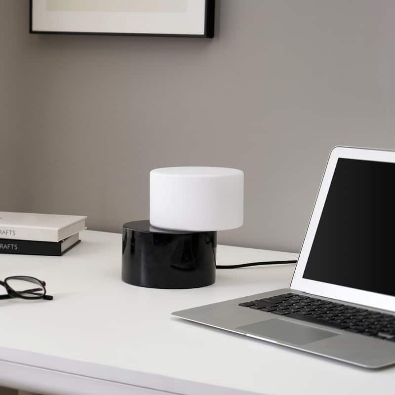 Brightech ZigZag LED Black Marble Modern Dimmable Bedside Nightstand Desk Lamp