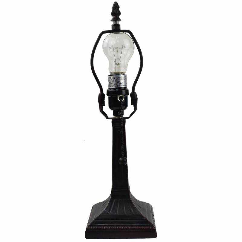 Vintage Style Metal Table Lamp with Green Empire Glass Shade - 8” x 13” x 15”