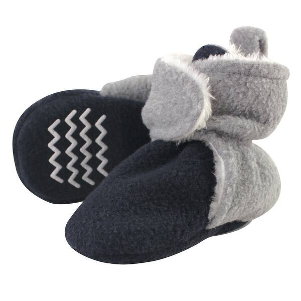 slide 1 of 1, Hudson Baby Infant and Toddler Boy Cozy Fleece and Faux Shearling Booties, Navy Heather Gray 0-6 Months - Navy Heather Gray