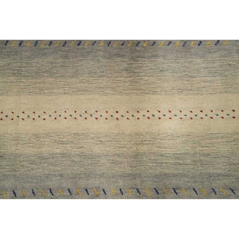Hand Knotted Oriental 100% Wool Carpet Tribal Animal Pictorial Beige & Ivories Gabbeh Area Rug - 6' 5'' X 3' 6''