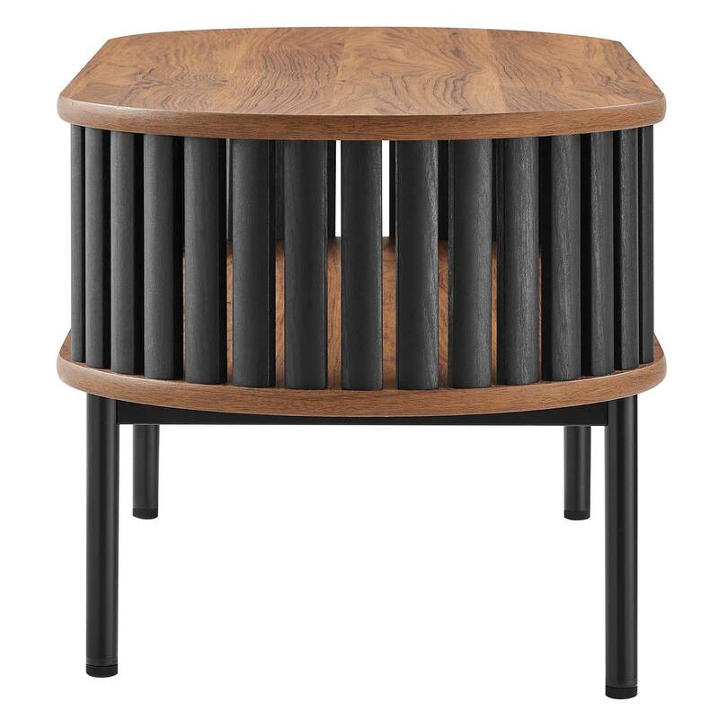 Collins Modern Two-tone Wooden Oval Coffee Table with Shelf
