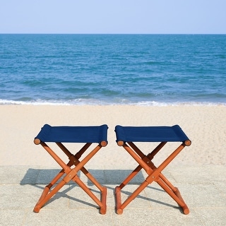 SAFAVIEH Outdoor Breanne Petite Stool (Set of 2) - 17.1" W x 16.5" D x 16.1" H