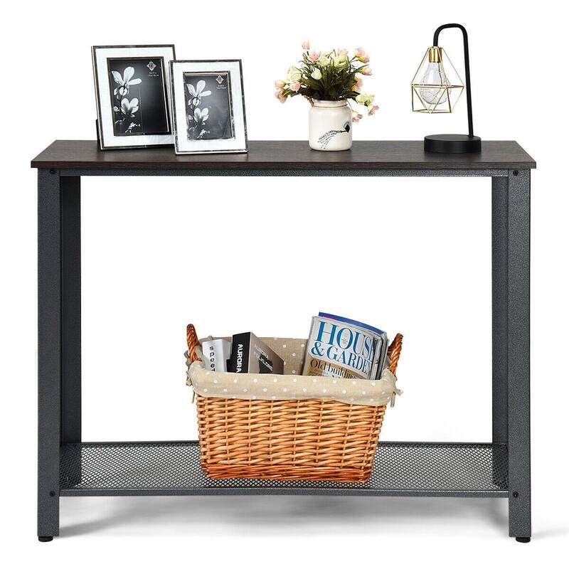 Metal Frame Wood Console Sofa Table with Storage Shelf - 40" x 14" x 31.5" (L x W x H)