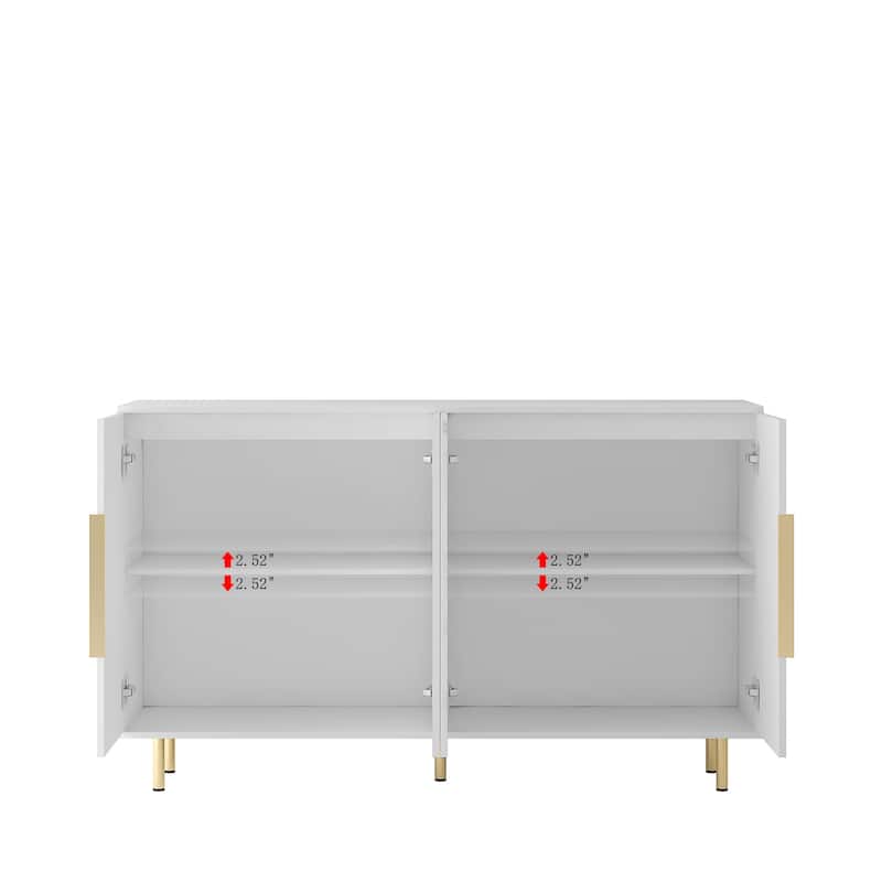 Buffet Cabinet with Fluted Decorative Doors, Wood Sideboard Cabinet with Metal Handles, Storage Cabinet with Adjustable Shelves