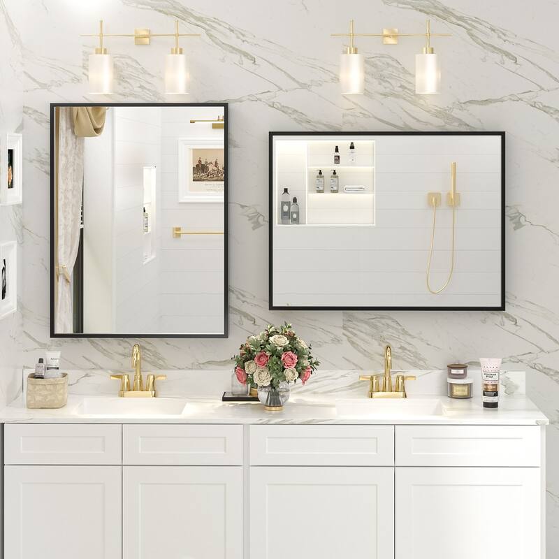 Aluminum Alloy Framed French Cleat Mounted Tempered Glass Wall Vanity Mirror