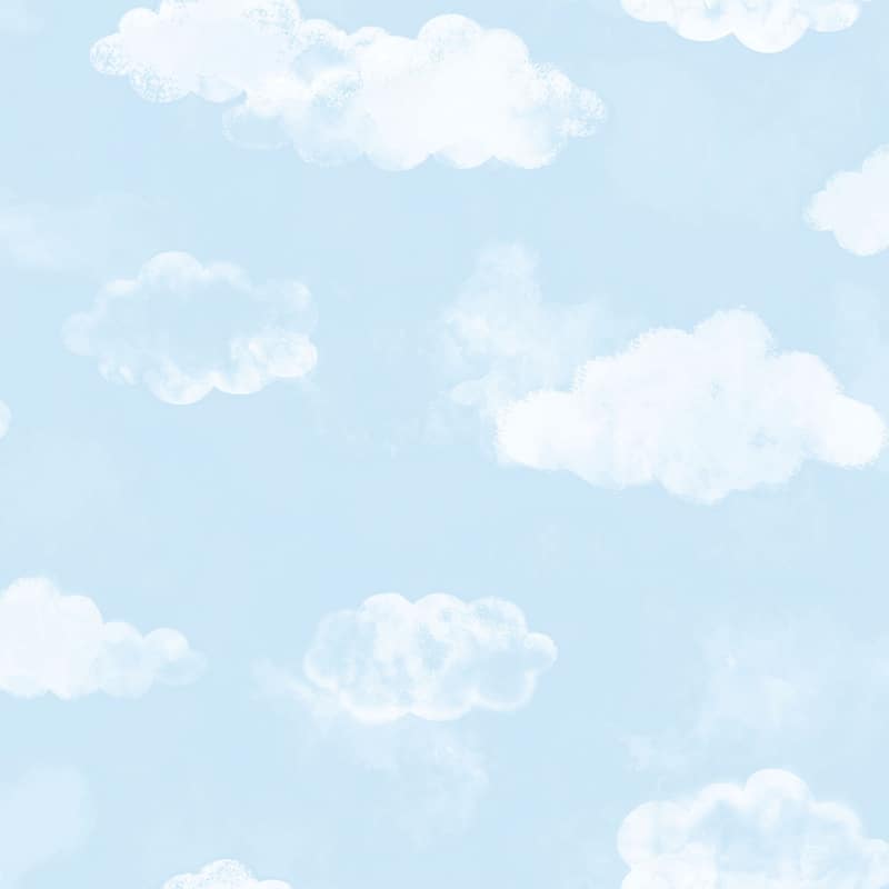 Galerie Wallcoverings Tiny Tots 2 Billowing Clouds Non-woven Matte Wallpaper Roll - 33 feet x 21 inches - Sky Blue