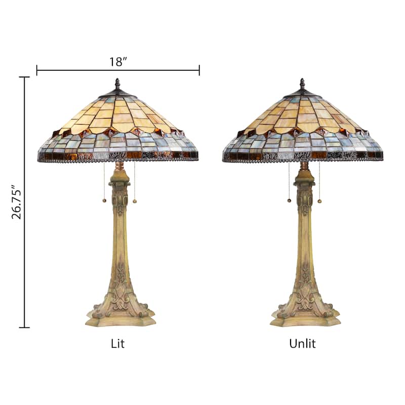 Alice River of Goods Multicolor Stained Glass Dome Shade 26.75-Inch Table Lamp - 18" x 18" x 26.75"