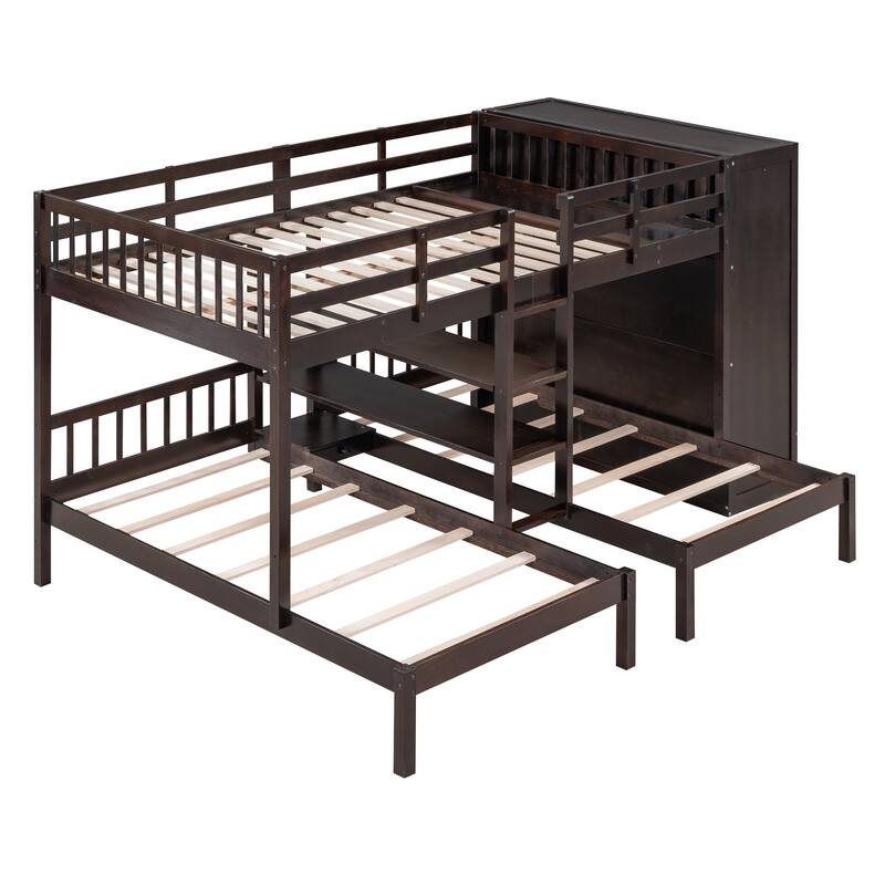 Bunk Bed with Shelves, Wardrobe and Mirror