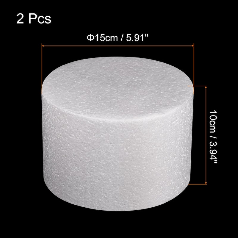 Round Foam Cake Dummy Circle Dummy Cake Set for Wedding White - 4 Inch x 6 Inch