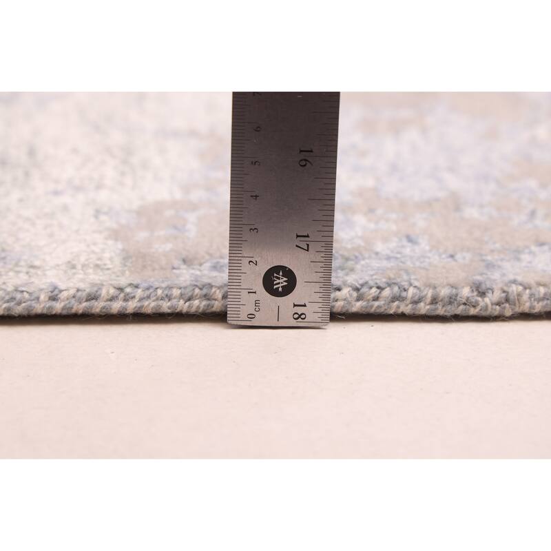 ECARPETGALLERY Hand-knotted Legacy Light Denim Blue Silk, Wool Rug - 2'6 x 14'0