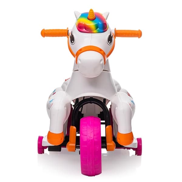 slide 2 of 11, Kids Electric Ride-On Motorcycle with Training Wheels, Music & Safety Belt, Ideal for Ages 3-6, Rose Red & Purple Colorful