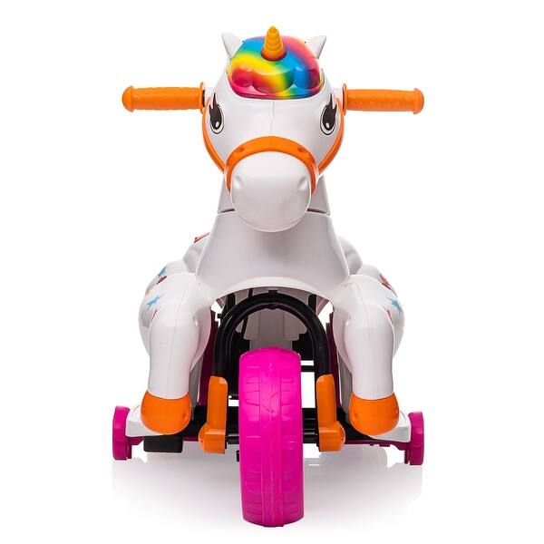 slide 2 of 11, Kids Electric Ride-on Motorbike with Training Wheels, 6V Battery, Music Function, for Ages 3-6 Colorful