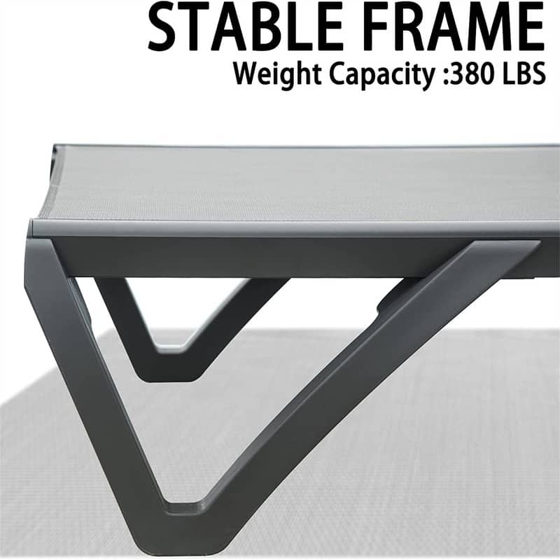 2Pcs Outdoor Aluminum Chaise Lounge with Adjustable Backrest