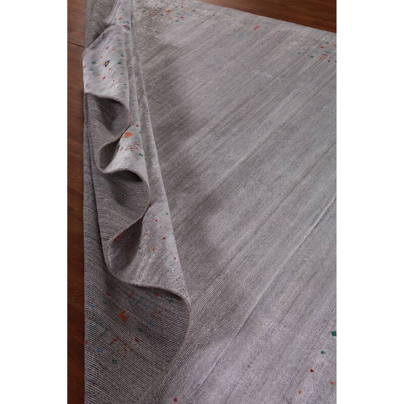 Hand Knotted Oriental 100% Wool Carpet Tribal Tribal Greys & Charcoal Gabbeh Area Rug - 11' 4'' X 8' 10''
