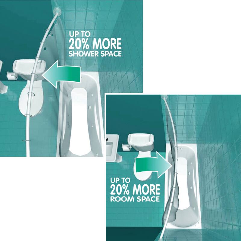 Croydex Curved Space Saver Shower Curtain Rod, Adjustable Length with Durable Stainless Steel, extends 60 Inches, Brushed Nickel