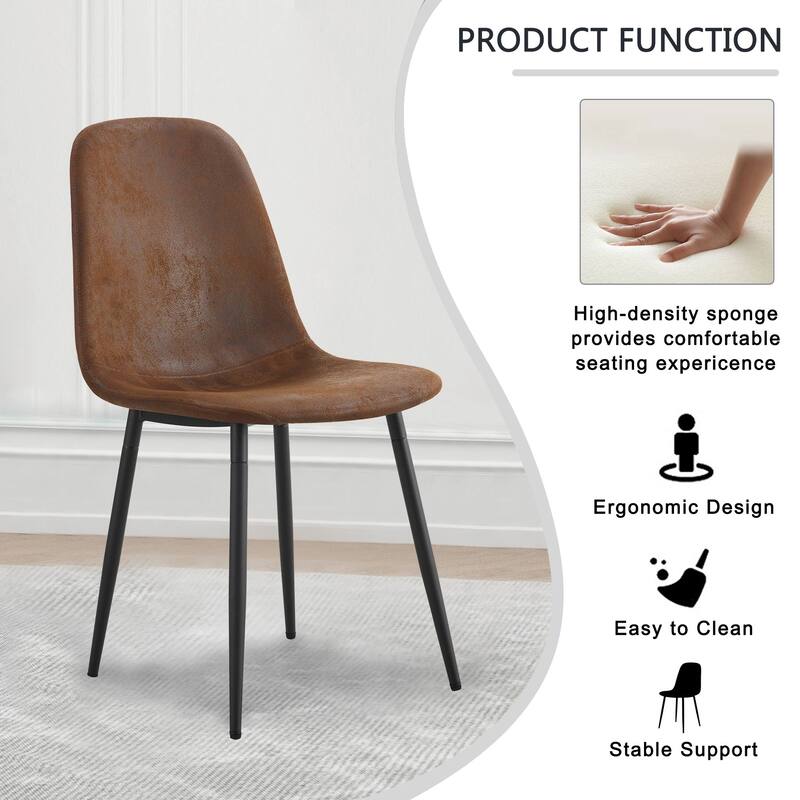 Modern 6 Piece Fabric Dining Chair Set with Cushions, Metal Legs, Non Slip Feet for Dining Room Kitchen Bedroom Living Room