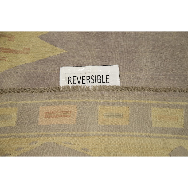 Hand Woven Oriental 100% Wool Carpet Southwestern Tribal Yellow & Gold Kilim Area Rug - 9' 8'' X 7' 10''