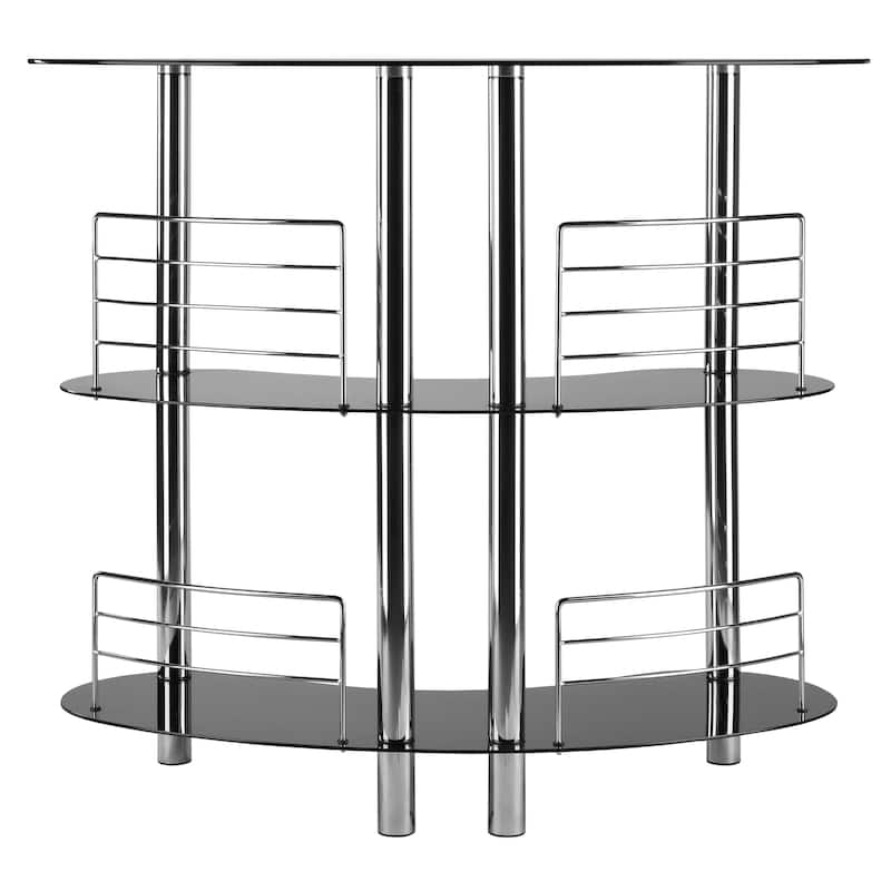 Martini Entertainment Bar, Black and Chrome - 47.05 x 22.64 x 41.81 inches