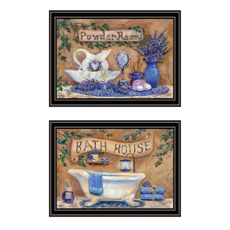 Trendy Decor 4U "Lavender Bath" Printed Framed Wall Art by Trendy Decor Designs - Multi - 12.25 x 8.5