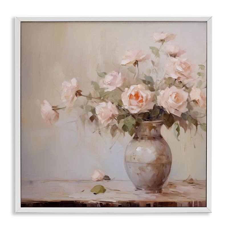 Stupell Romantic Rose Bouquet Framed Giclee Art Design By Arlington Prints - 12 x 12 - White