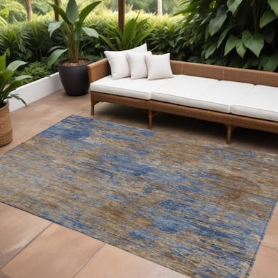 HomeRoots Abstract Transitional Rectangle Outdoor Rug