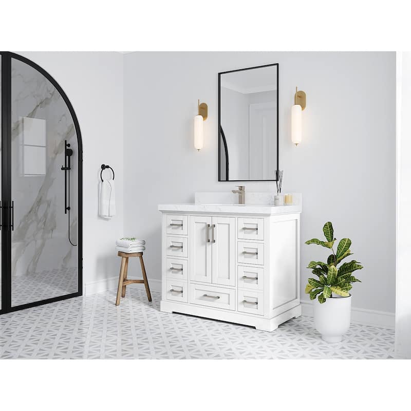 Willow Collection 42 in W x 22 in D x 36 in H Boston Single Bowl Sink Bathroom Vanity with Countertop