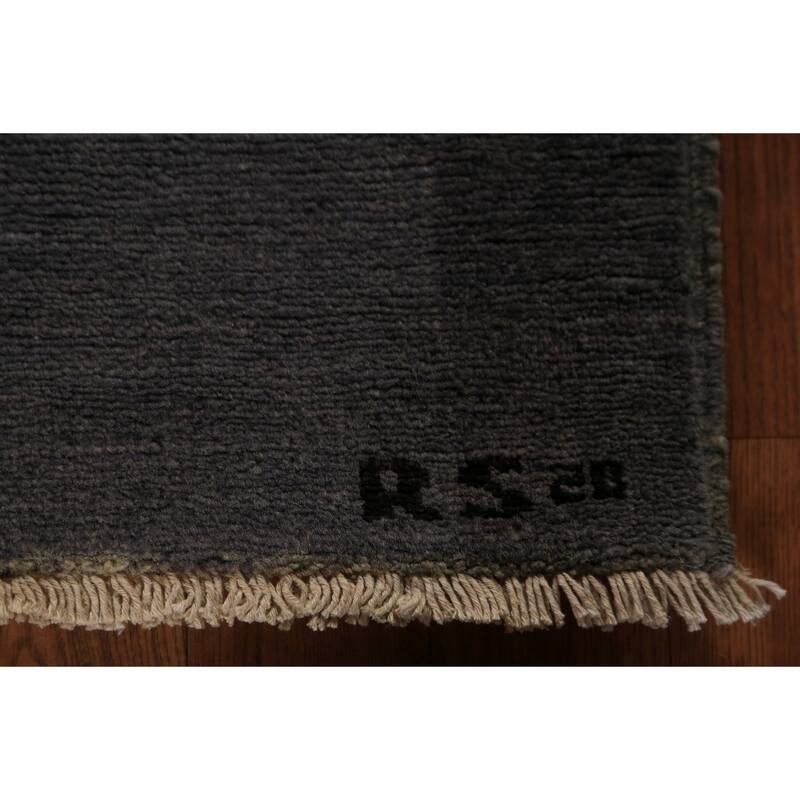 Gray Gabbeh Oriental Area Rug Hand-Knotted Wool Carpet - 6'11" x 9'5"