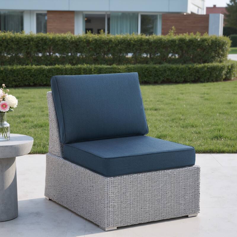 Sunbrella Indoor Outdoor Chair Cushion and Pillow - NAVY - Rectangular