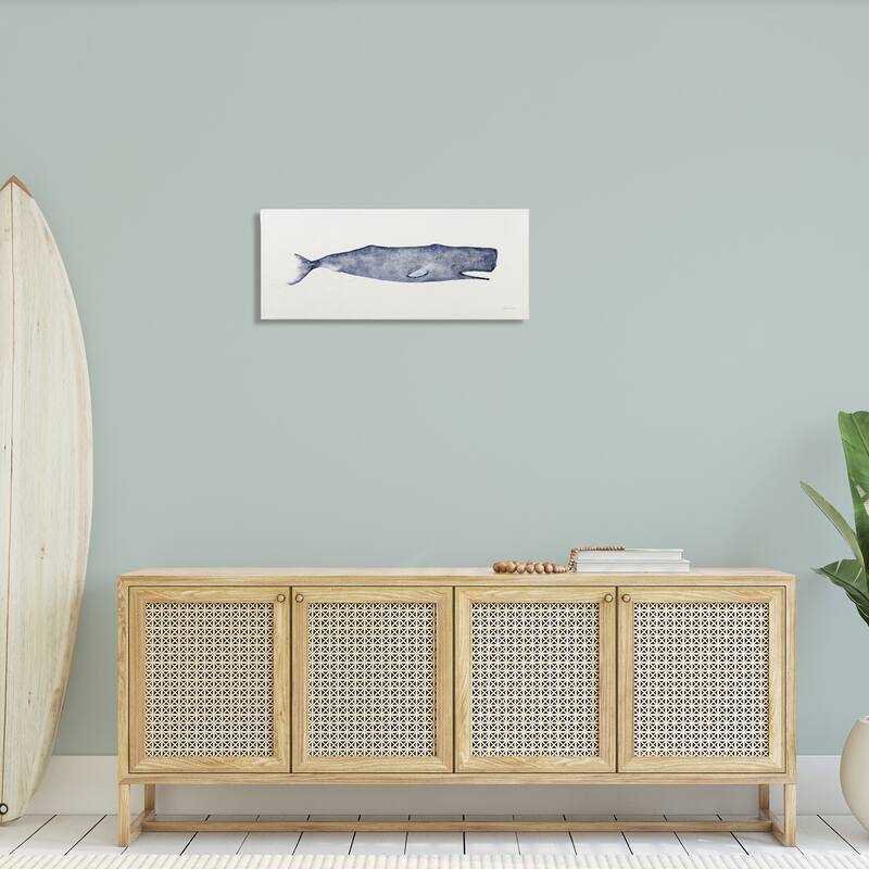 Stupell Classic Whale Watercolor Blue Illustration, Canvas, 10 x 1.5 x 24, Made in USA