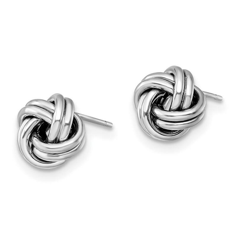 Curata 14k White Gold 9.5mm Polished Love Knot Post Earrings