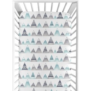 Sweet Jojo Designs Navy Blue, Aqua and Grey Aztec Mountains Collection Fitted Crib Sheet